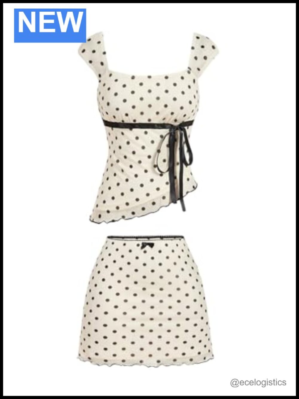Women's 2-Piece Skirt Set Polka Dot Asymmetrical Tank Top Sleeveless Summer